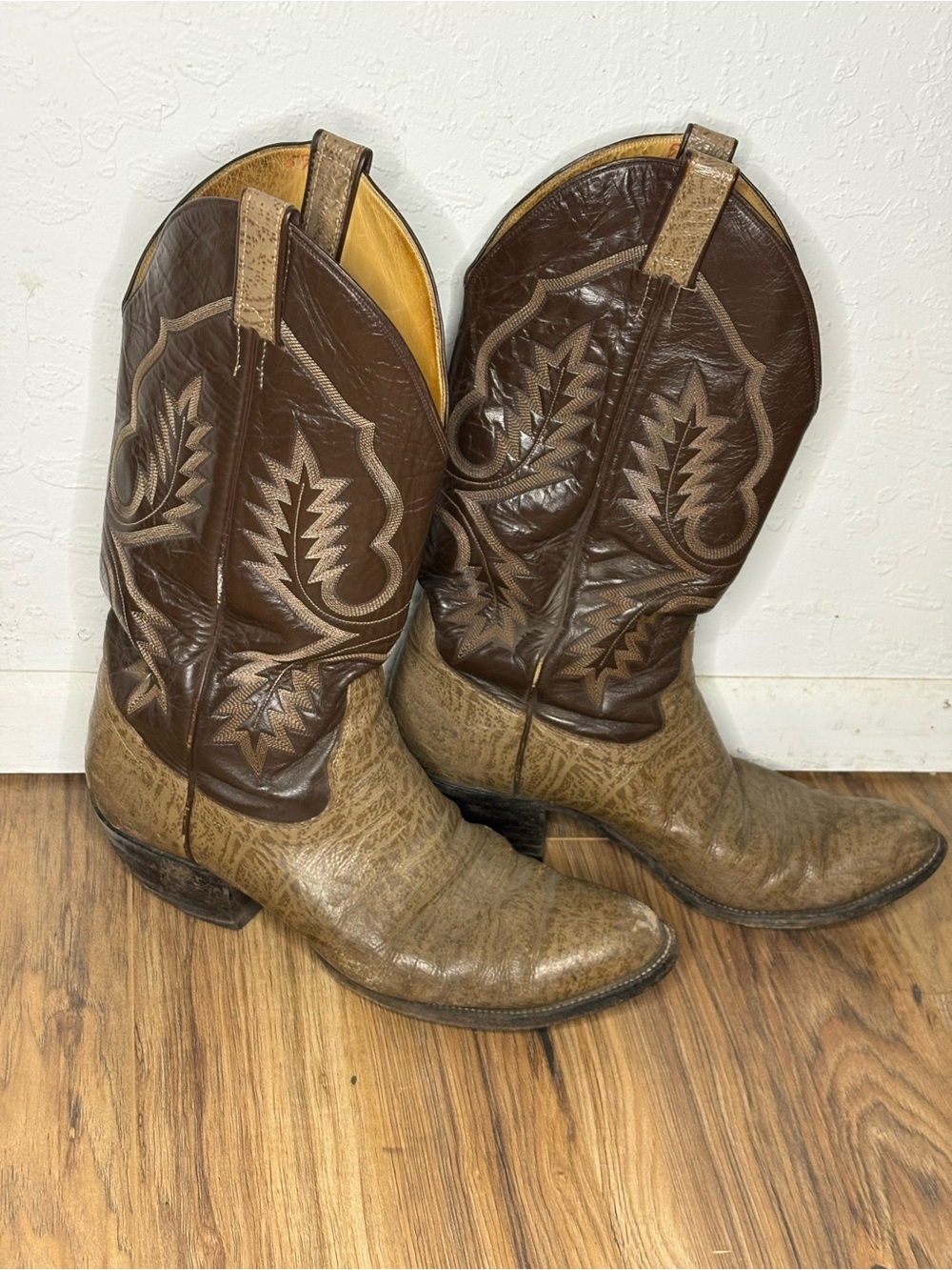 Vtg Sanders Brown Textured Leather Western Cowboy Boots Men's Size 11D 0711

Pre